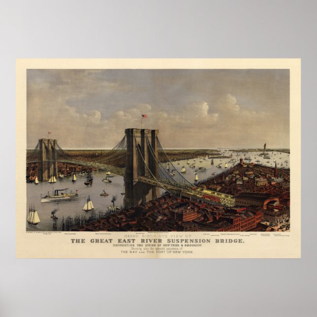Poster Brooklyn Bridge by et 1885) (Devant)