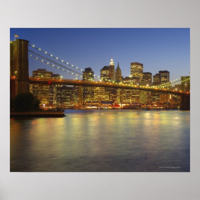 Poster Brooklyn Bridge et bâtiments de New York City (Devant)