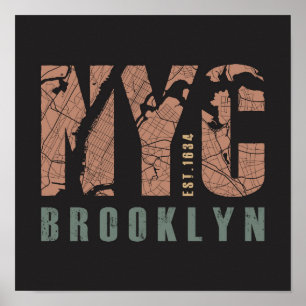 Poster Brooklyn, New York   City Map