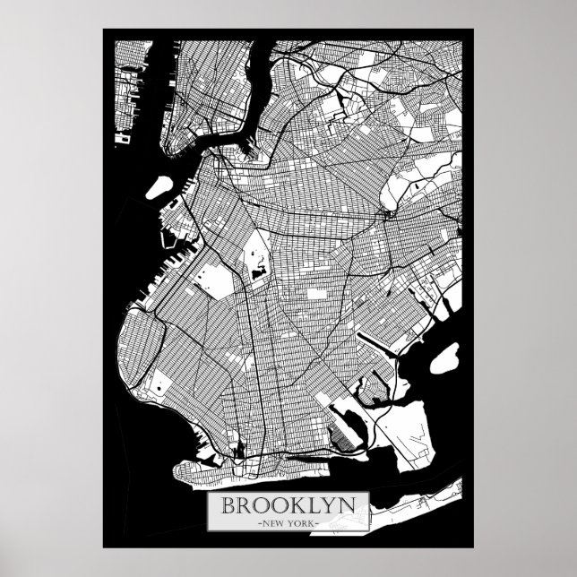 Poster Brooklyn New York Map (Devant)