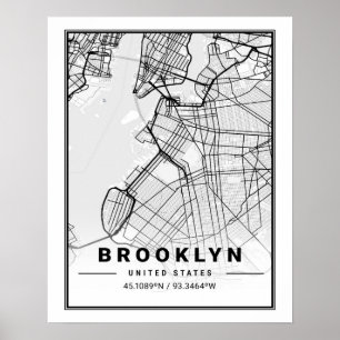 Poster Brooklyn New York US United States Travel City Map