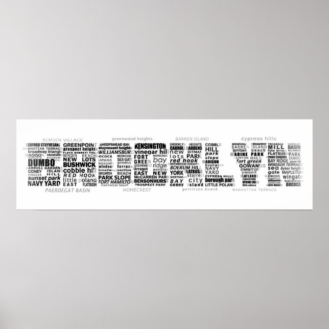 Poster Brooklyn NY Design de typographie (Devant)
