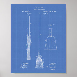 Poster Broom Attachment 1886 Patent Art Blueprint