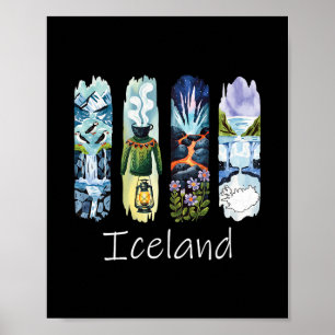 Poster Brosse à Islande Souvenir de vacances islandais Is