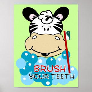 Poster Brosse tes dents Zebra Bathroom Art Imprimer
