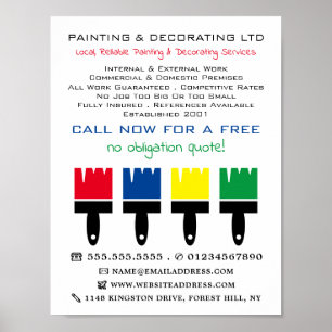 Poster Brosses à peinture multicolore, Peintre & Décorate