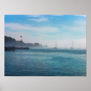 Poster Brouillard au port de Mackinac