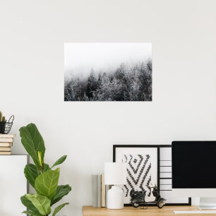 Poster Brouillard sur forêt gelée