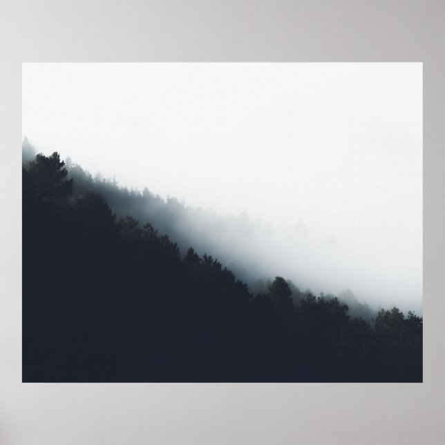 Poster Brouillard sur les couches diagonales forestières (Devant)