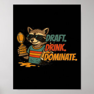 Poster Brouillon Boire Dominer Funny Imaginaire Football 