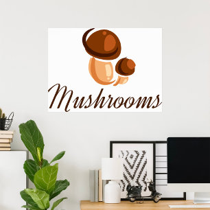 Poster Brown Champignons Whimssical Nature Nourriture
