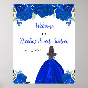 Poster Brown Cheveux Princesse Sweet sixteen Bleu Bienven
