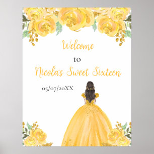 Poster Brown Cheveux Princesse Sweet sixteen or Bienvenue
