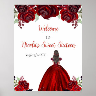 Poster Brown Cheveux Princesse Sweet sixteen rouge Bienve