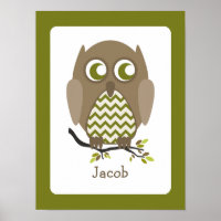 Brown Chevron Owl Infirmière personnalisée