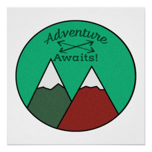 Poster Brown et Green Mountain Design Aventure Attend