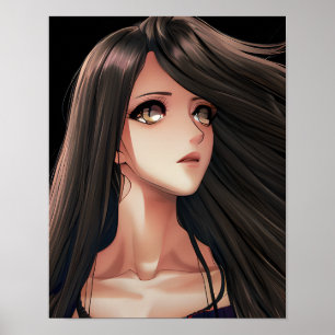 Poster Brown Eyed Brunette Anime Girl