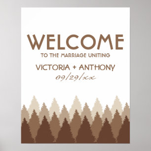 Poster Brown Forest Range Woodland Mariage Bienvenue