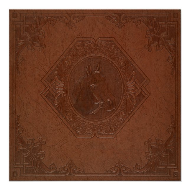 Poster Brown leather horse head vintage frame (Devant)