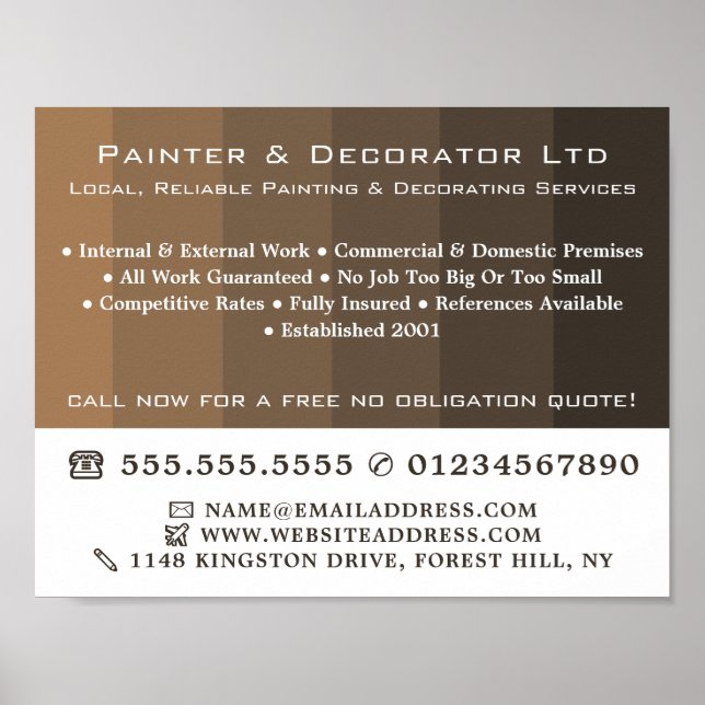 Poster Brown Ombre Stripes, Peintre & Décorateur (Devant)