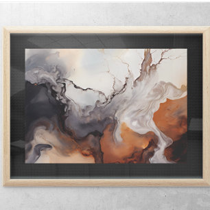 Poster Browns Abstraits Fluid marble art