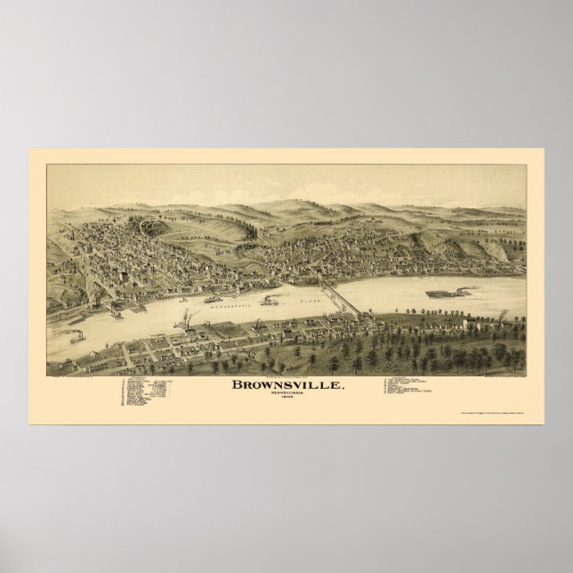Poster Brownsville, PA Carte panoramique - 1902 (Devant)