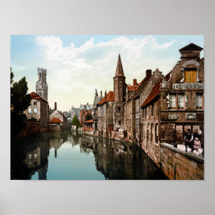Poster Bruges Belgique - Canal Et Beffroi - 1900