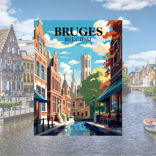 Poster Bruges Belgique Illustration de voyage