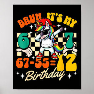 Poster Bruh 67-5512 12e anniversaire licorne cool en dab