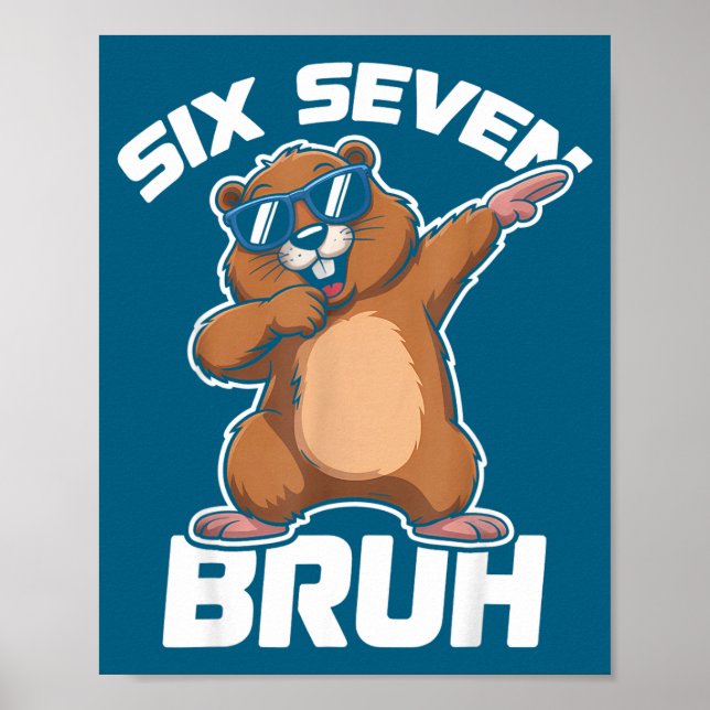 Poster Bruh 67 Funny Groundhog 6-7 Meme Pyjamas Boys Girl (Devant)