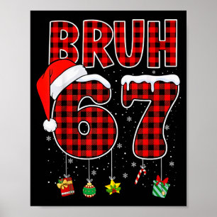 Poster Bruh 67 Six Seven Mème Amusant Noël Rouge Carreaux