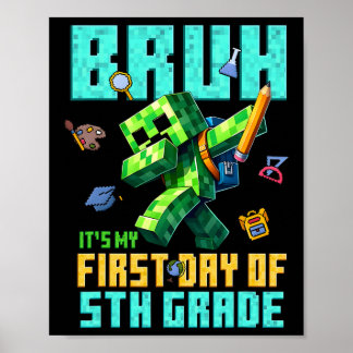 Poster Bruh c'est mon premier jour de 5e rentrée scolaire