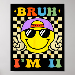 Poster Bruh j'ai 11 ans Anniversaire violet garçons 11ème
