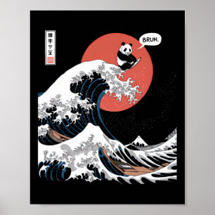 Poster Bruh La Grande Vague Kanagawa Funny Japonais Surfi