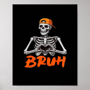 Poster Bruh Skeleton Coeur main Halloween Costumes Hommes
