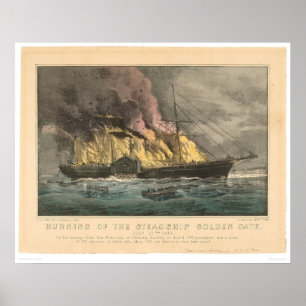 Poster Brûlage de la porte d'or du navire à vapeur (0144A