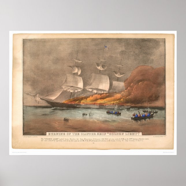 Poster Brûlage du navire à clipper "Golden Light" (0143A) (Devant)