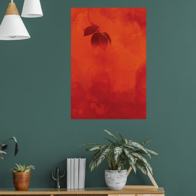 Poster Brûlé Orange Persimmon Feuilles Abtract Automne (Salon 1)