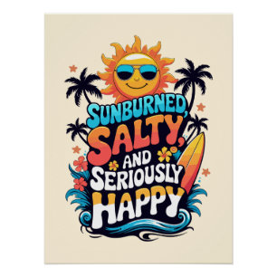 Poster Brûlé, Salé et Heureux – Vibes Rétro de Plage