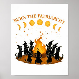 Poster Brûler Le Patriarcat Chat Sorcière Feministe Drôle