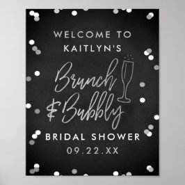 Poster Brunch & Bubbly Confetti Fête des mariées Bienvenu