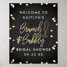 Poster Brunch & Bubbly Confetti Fête des mariées Bienvenu