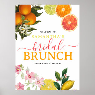 Poster Brunch de mariage aux agrumes aquarelle Réception