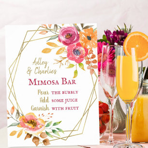 Poster Brunch de mariage floral automnal moderne Mimosa