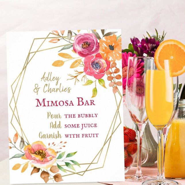 Poster Brunch de mariage floral automnal moderne Mimosa (Créateur téléchargé)