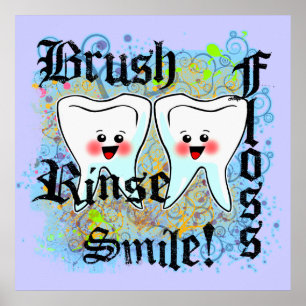 Poster Brush Floss Rinse Smile