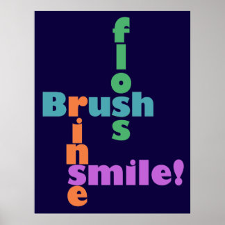 Poster Brush Floss Rinse SMILE !