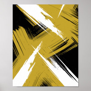 Poster Brush stries en moutarde jaune et blanc