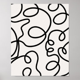 Poster Brush Strokes De Ligne Minimale Moderne Noir Et Bl
