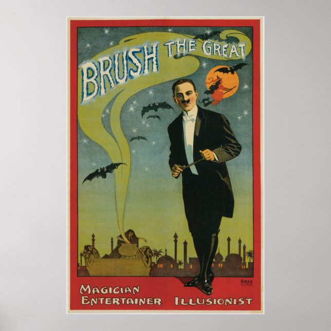 Poster Brush the Great Vintage Magician (Devant)